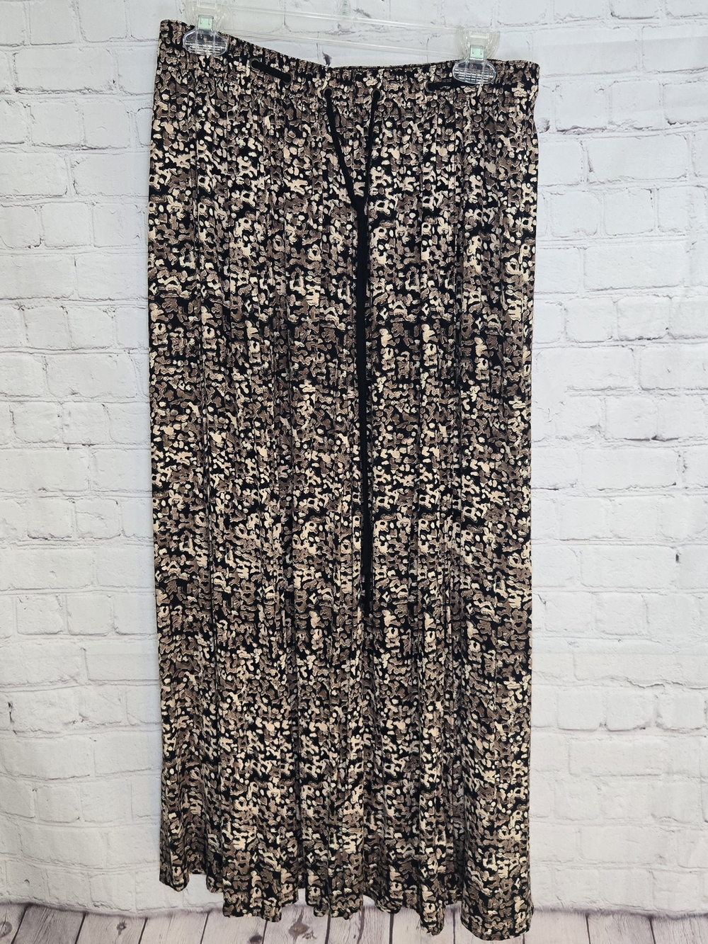 Carole Little‎ vtg 90s Animal Print boho Goth grunge maxi skirt Garment Waist Lg